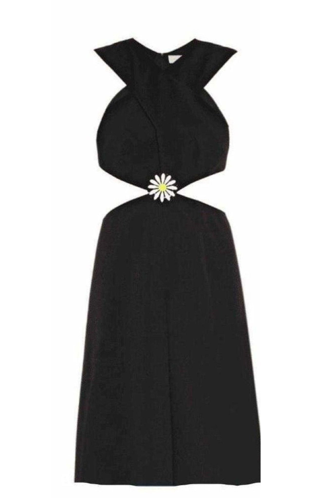 Christopher Kane Black Daisy Cut - Away V - Neck Dress - Runway Catalog