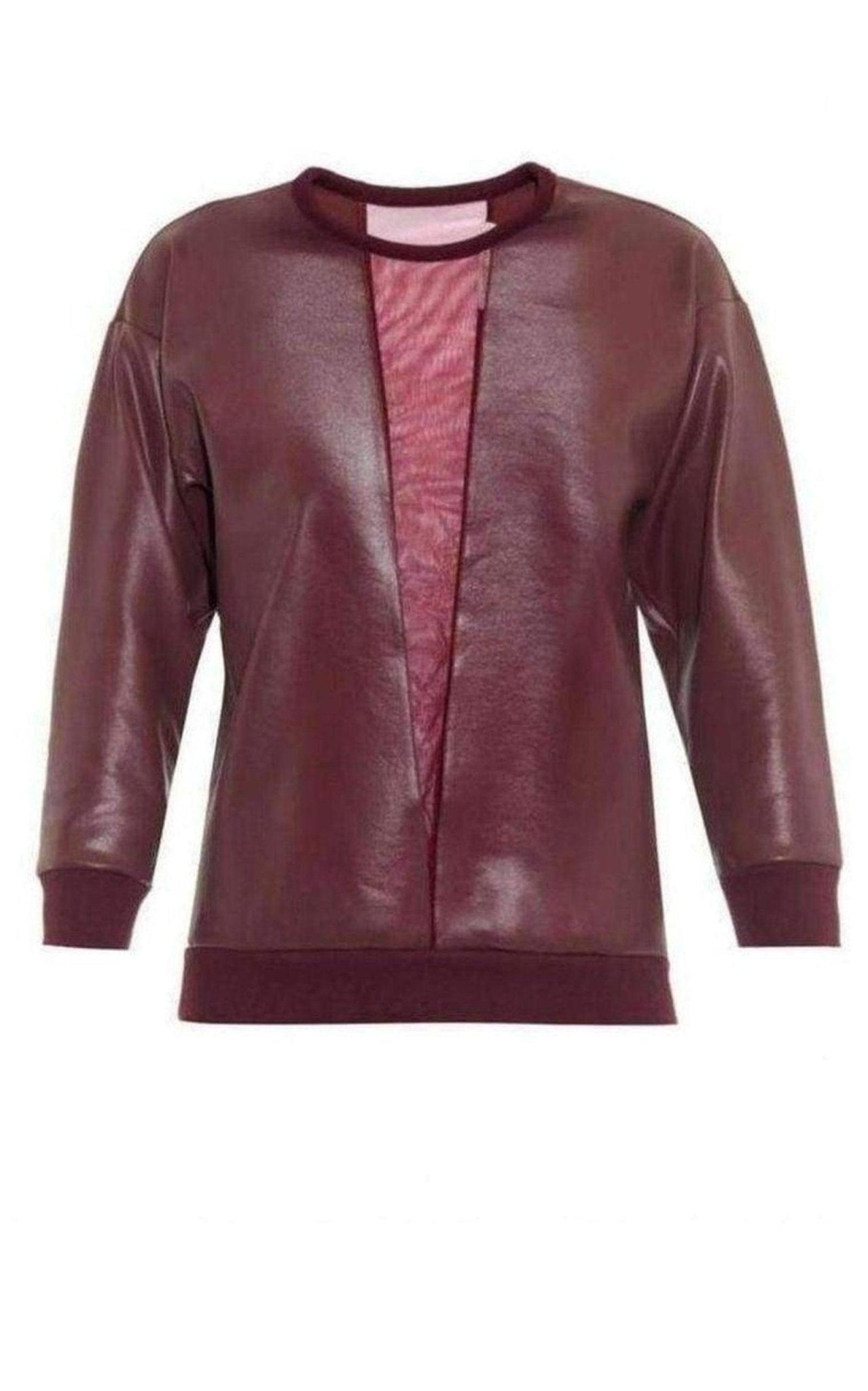 Christopher Kane V - neck Mesh Insert Coated Sweatshirt - Runway Catalog