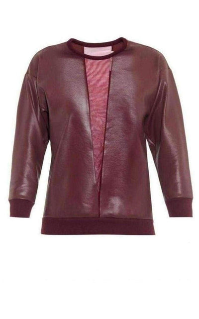 Christopher Kane V - neck Mesh Insert Coated Sweatshirt - Runway Catalog