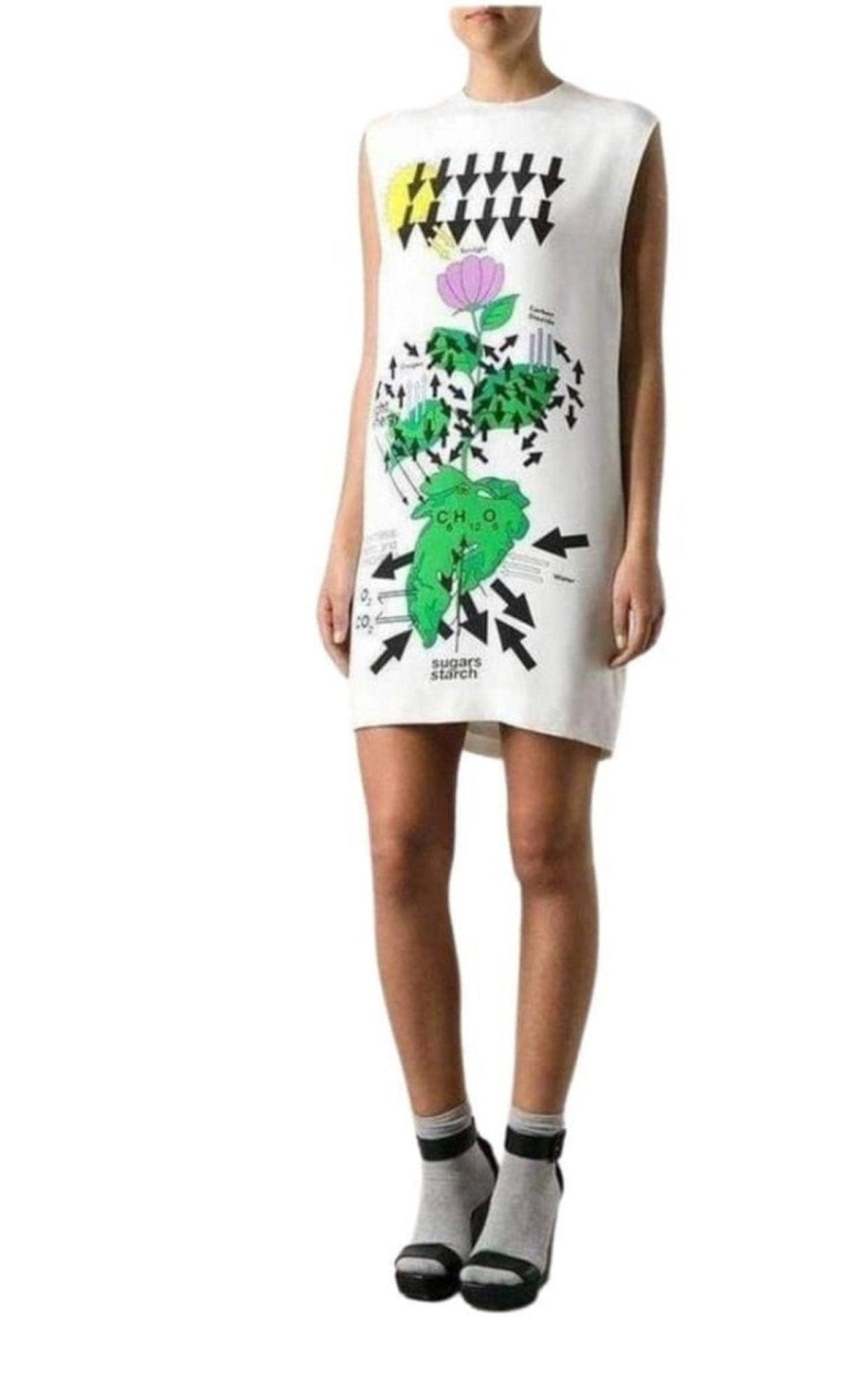 Christopher Kane White Silk Botanical Diagram Dress - Runway Catalog