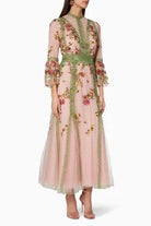 Costarellos Lace - trimmed Embroidered Tulle Gown - Runway Catalog