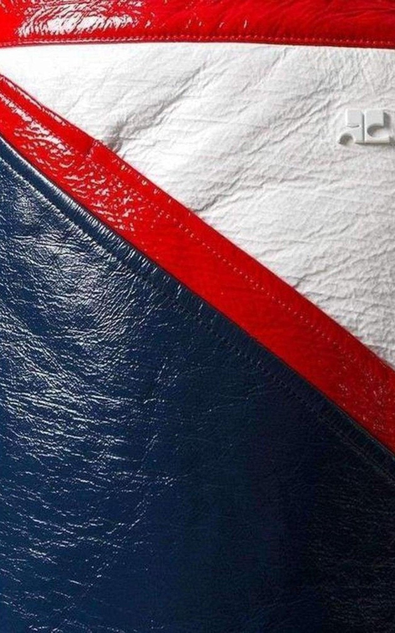 Courreges Blue and White Vinyl Mini Skirt - Runway Catalog