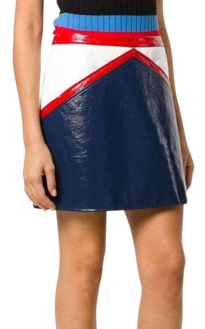 Courreges Blue and White Vinyl Mini Skirt - Runway Catalog