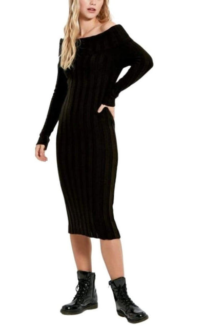 Cult Moda Black Bodycon off Shoulder Dress - Runway Catalog