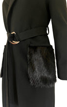 Cult Moda Black Classic Coat with Faux Fur Pockets - Runway Catalog