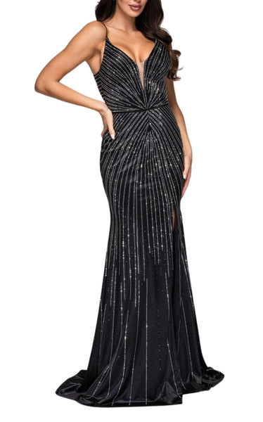 Black Rhinestone V-Plunge Mermaid Evening Gown Runway Catalog Black Rhinestone V-Plunge Mermaid Evening Gown Runway Catalog