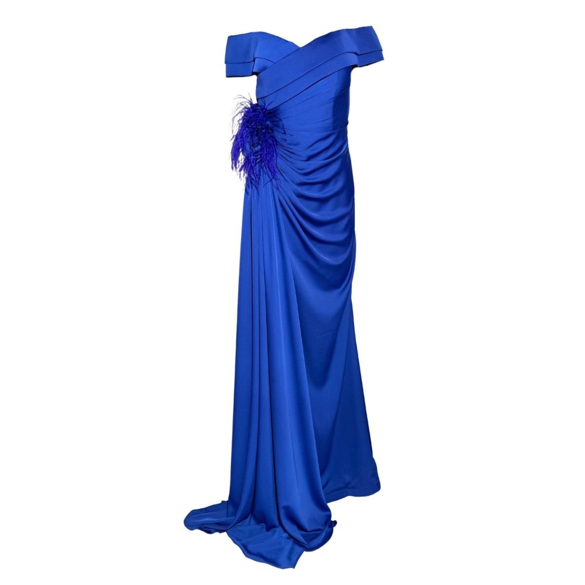 Cult Moda Blue Off - Shoulder Boat Neck Cocktail Prom Dress - Runway Catalog