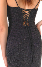 Cult Moda Criss Cross Open Back Black Shimmer Prom Dress - Runway Catalog