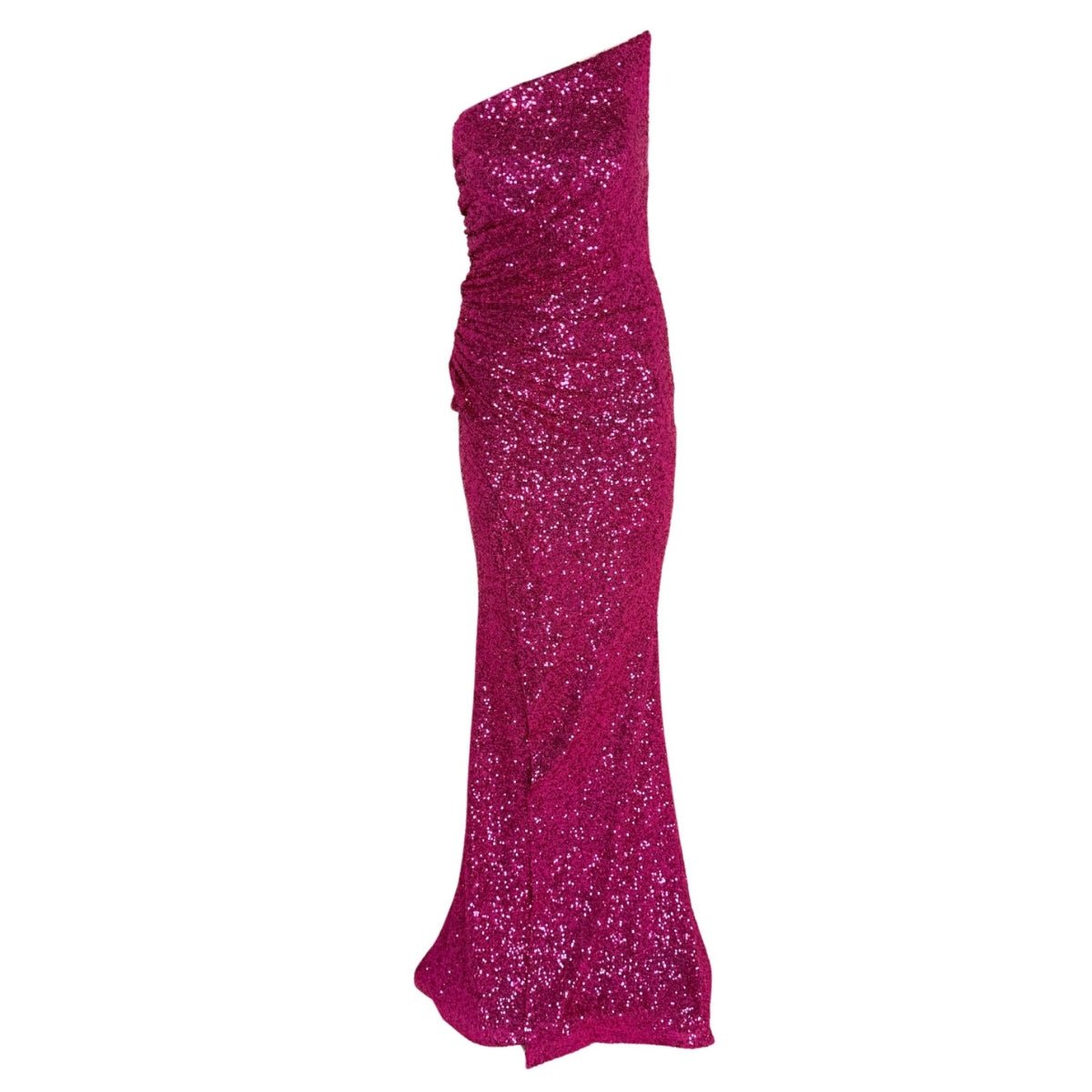 Cult Moda Fuchsia Sequin Asymmetric Bustier Cocktail Prom Dress - Runway Catalog