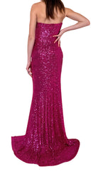 Cult Moda Fuchsia Sequin Asymmetric Bustier Cocktail Prom Dress - Runway Catalog