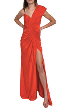 Cult Moda Gilded Waves One - Shoulder Orange Party Cocktail Dress - Runway Catalog