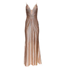 Cult Moda Gold Formal Dress with Rhinestone V - Plunge Mermaid Slit - Runway Catalog