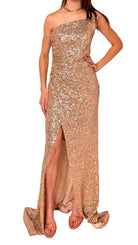 Cult Moda Gold Sequin Asymmetric Bustier Cocktail Prom Dress - Runway Catalog