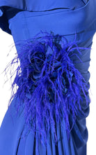 Cult Moda Off Shoulder Boat Neck Blue Cocktail Prom Dress - Runway Catalog