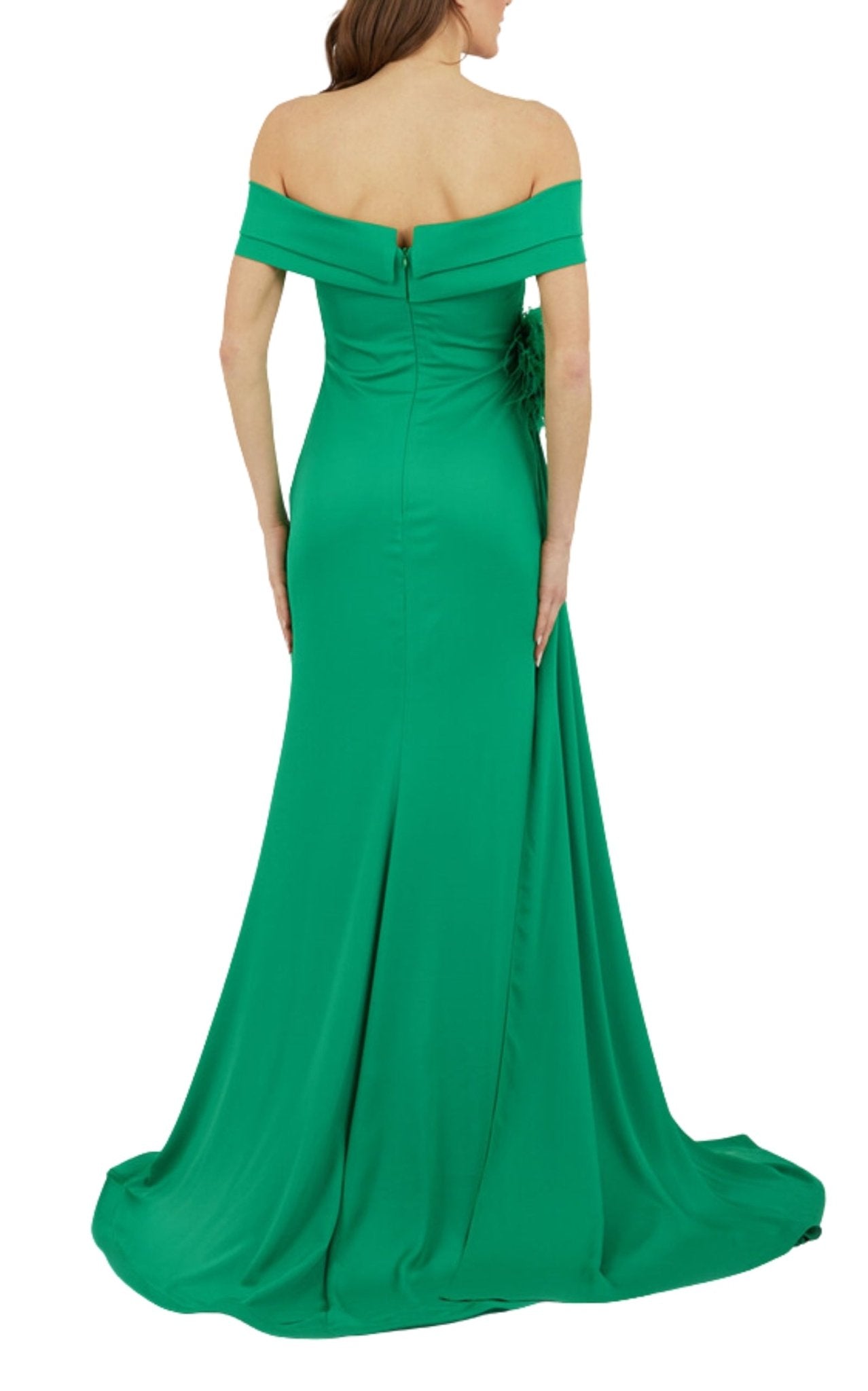 Cult Moda Off Shoulder Boat Neck Green Cocktail Prom Dress - Runway Catalog