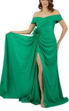 Cult Moda Off Shoulder Boat Neck Green Cocktail Prom Dress - Runway Catalog