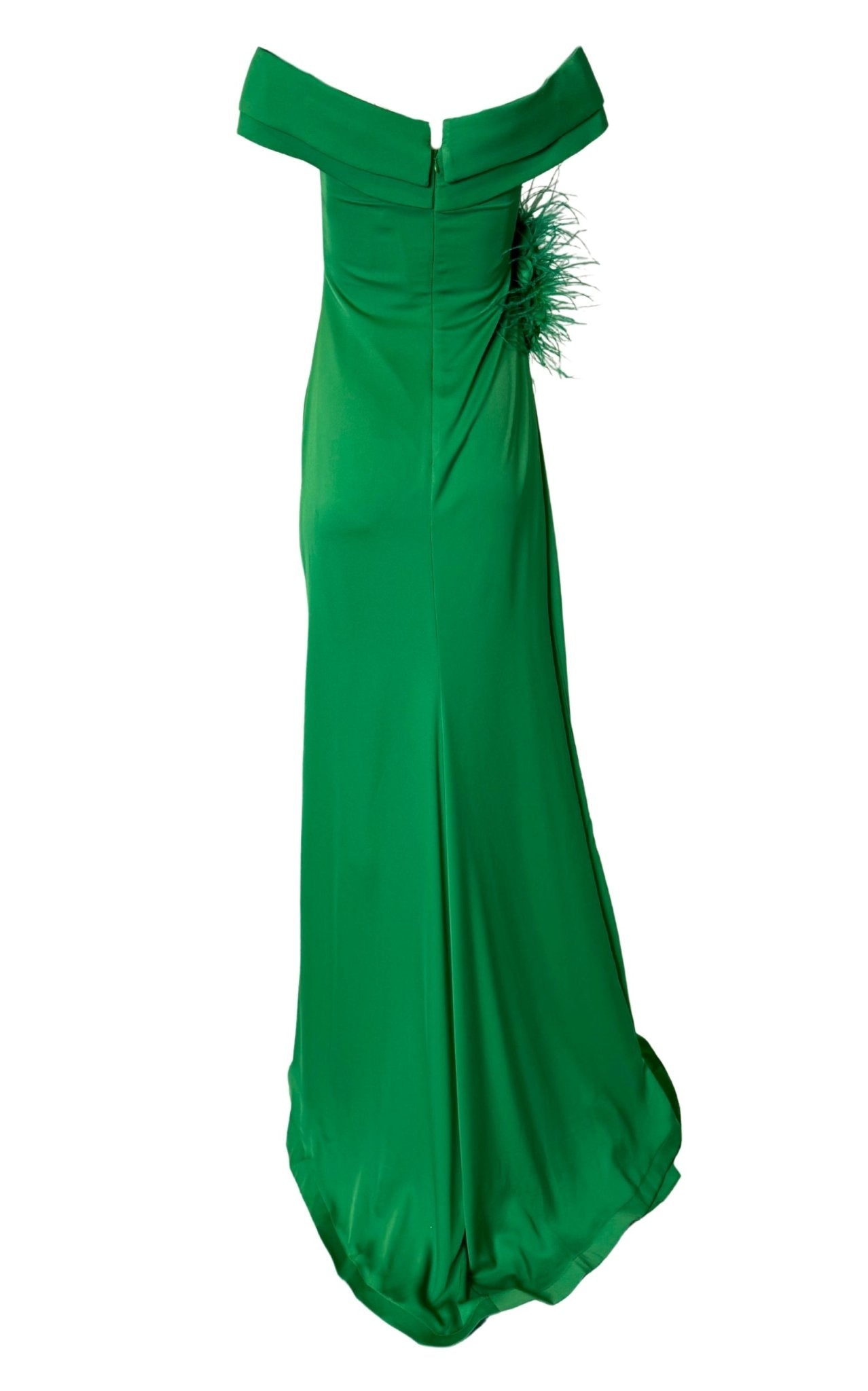 Cult Moda Off Shoulder Boat Neck Green Cocktail Prom Dress - Runway Catalog