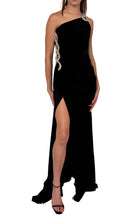 Cult Moda One Shoulder Beaded Stretch Gown in Black - Runway Catalog