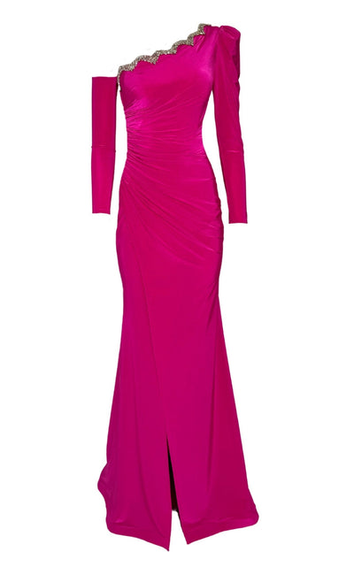 Cult Moda One Shoulder Hot Pink Mermaid Prom Dress - Runway Catalog