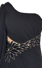 Cult Moda One - Shoulder Long Sleeve Chiffon Gown - Runway Catalog