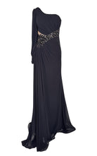 Cult Moda One - Shoulder Long Sleeve Chiffon Gown - Runway Catalog
