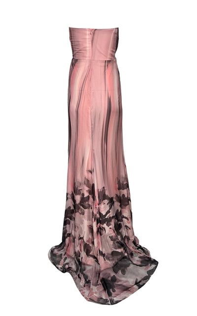 Cult Moda Pink Strapless Chiffon Evening Prom Dress - Runway Catalog