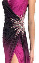 Cult Moda Rhinestone Embellished Burgundy Ombre Party Dress to Impress - Runway Catalog