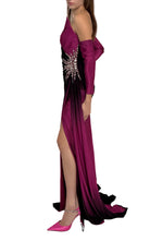 Cult Moda Rhinestone Embellished Burgundy Ombre Party Dress to Impress - Runway Catalog