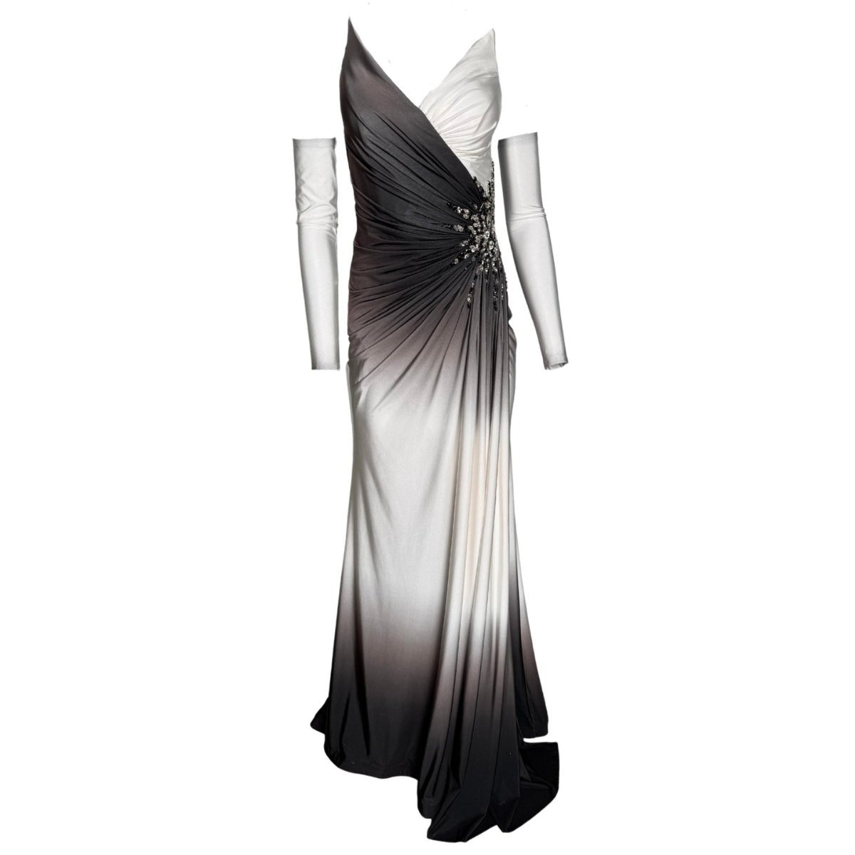 Cult Moda Rhinestone Embellished White Ombre Party Dress to Impress - Runway Catalog