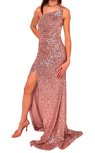 Cult Moda Rose Gold Sequin Asymmetric Bustier Cocktail Prom Dress - Runway Catalog