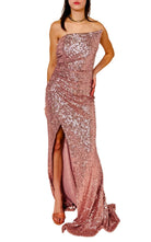 Cult Moda Rose Gold Sequin Asymmetric Bustier Cocktail Prom Dress - Runway Catalog
