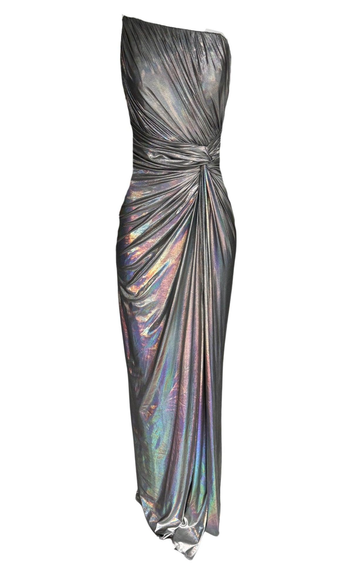 crisandra metallic dress Asymmetric Silver Iridescent Draped Gown FR 42 this dress combines elegance Forest Green Mesh Overlay Size:Adult 9.5 romantic maxi dress