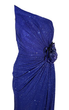 Cult Moda Strapless Asymmetric Blue Crystal Embellished Prom Dress - Runway Catalog