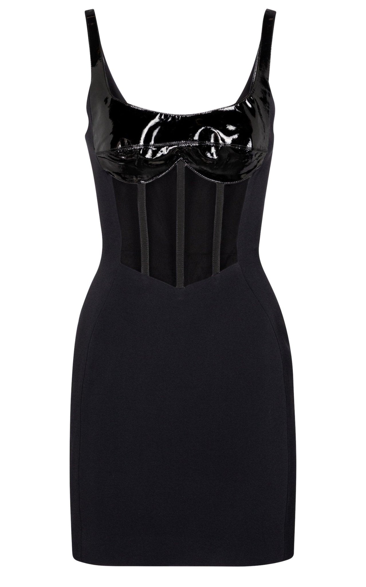 David Koma Patent Leather Corset Mini Dress - Runway Catalog