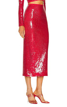 David Koma Sparkly Sequinned Red Midi Skirt - Runway Catalog