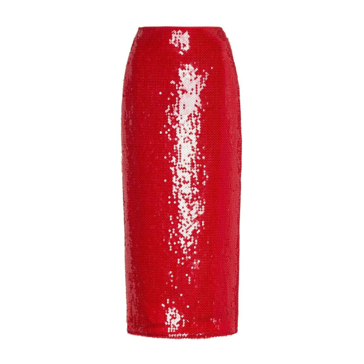 Jupe midi rouge à paillettes scintillantes David Koma - Catalogue défilé