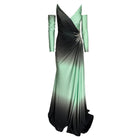 Dekolte Rhinestone Embellished Green Ombre Party Dress - Runway Catalog