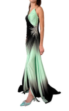 Dekolte Rhinestone Embellished Green Ombre Party Dress - Runway Catalog