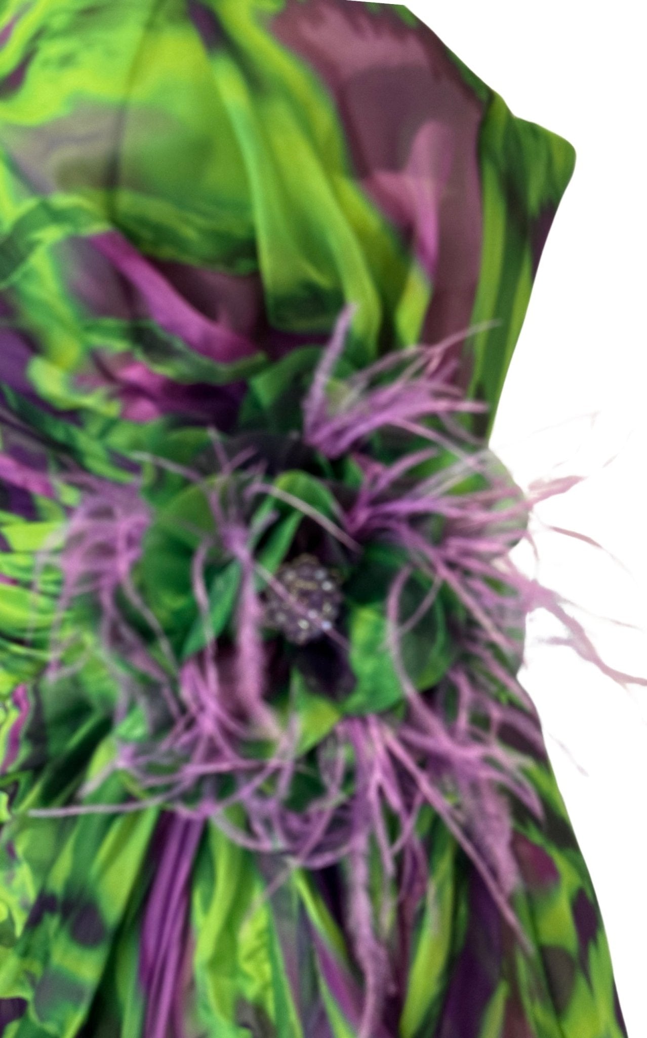 green and purple dress Elegant Ruched Tulle Wedding with Off-Shoulder Ruffles length and should reach to approximately mid Wow Green To Purple Tie