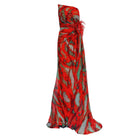 Robe de soirée décolletée sans bretelles à imprimé rouge - Catalogue Runway