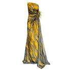 Robe de cocktail jaune sans bretelles à décolleté plongeant - Catalogue Runway