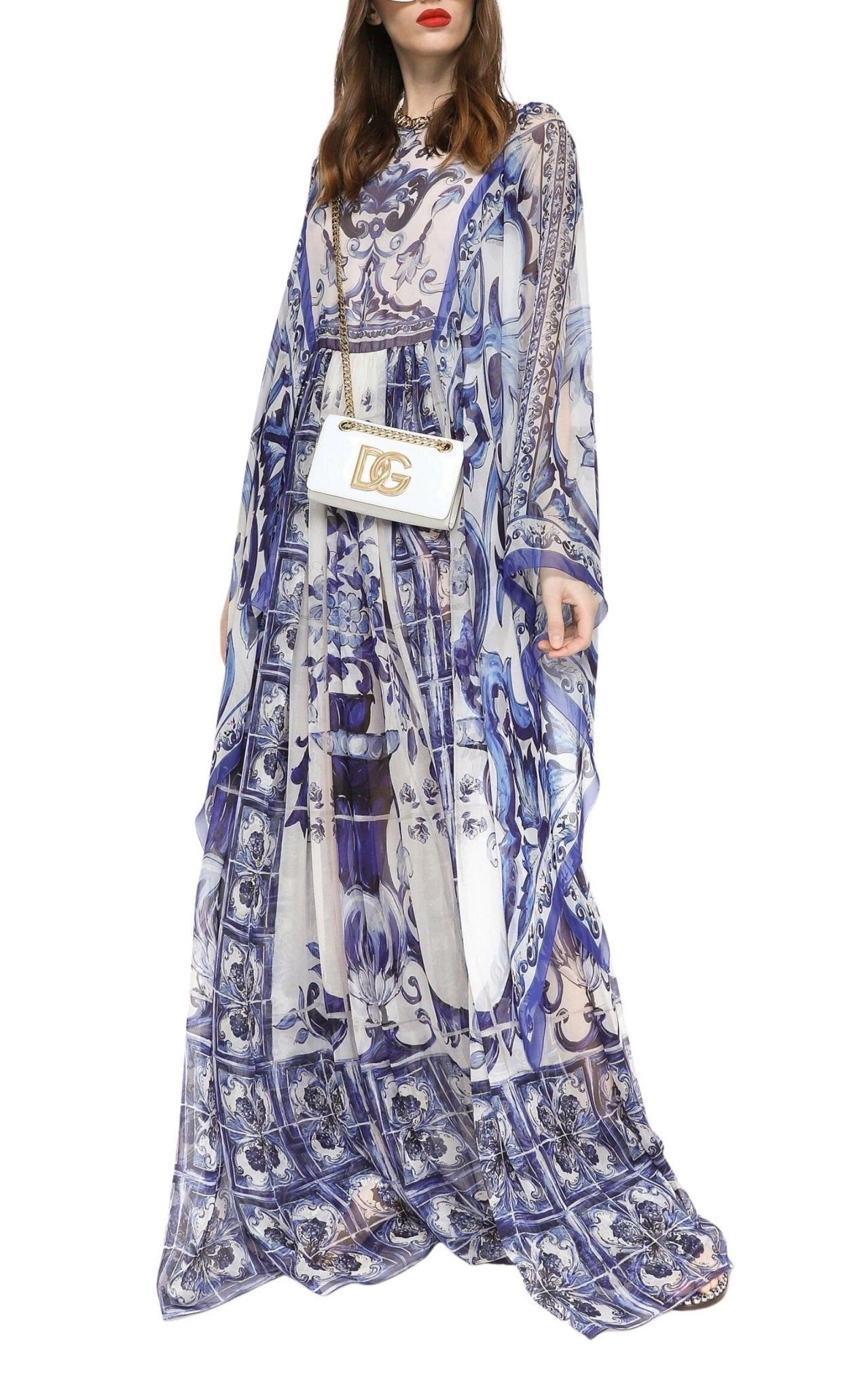 Blu Mediterraneo Silk Chiffon Kimono Dress