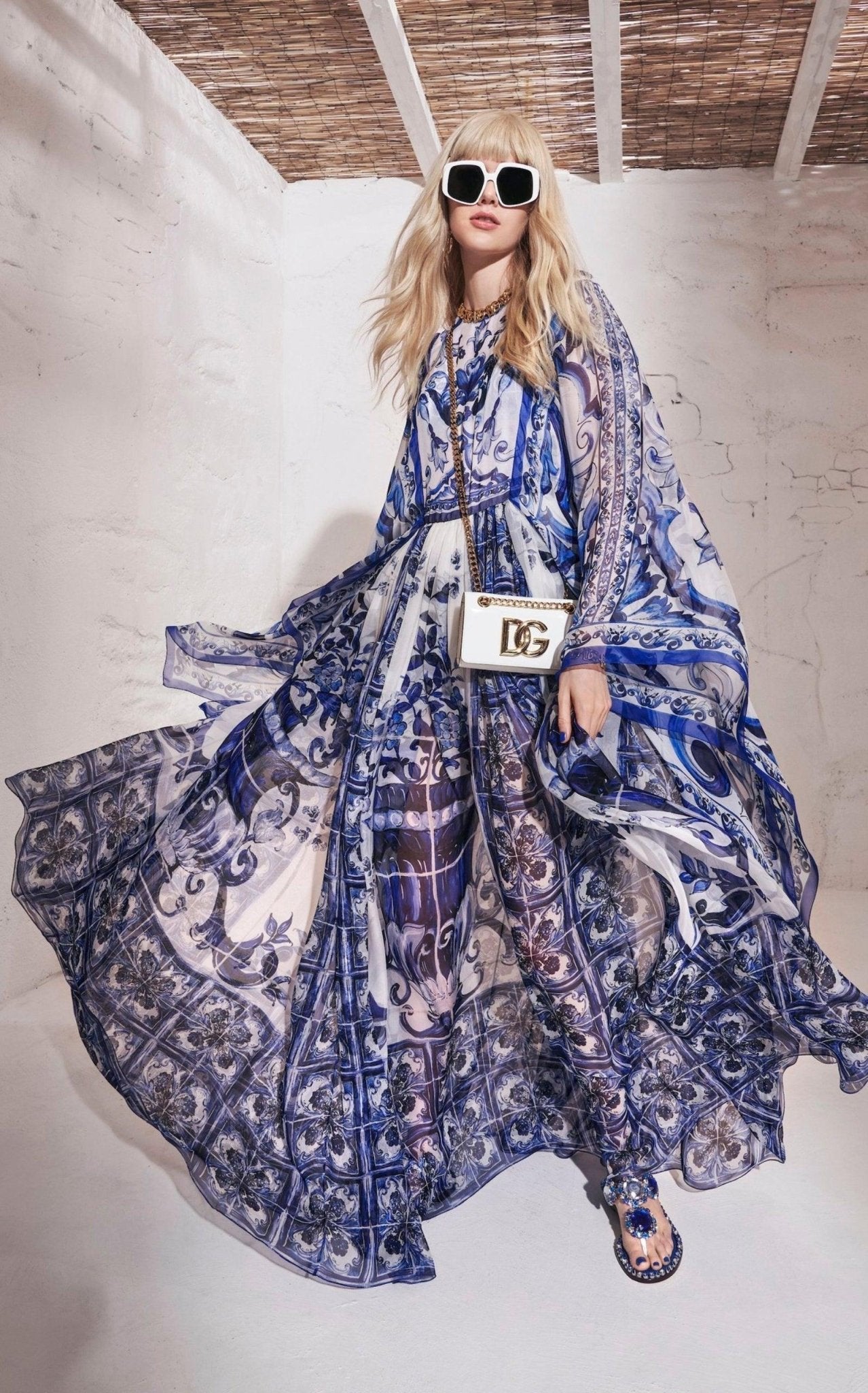 Dolce & Gabbana Blu Mediterraneo Silk Kimono Dress