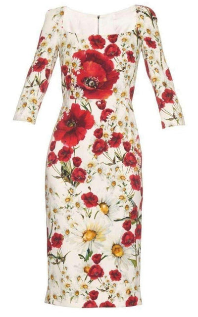 Dolce & Gabbana Daisy and Poppy Print Silk Blend Dress - Runway Catalog