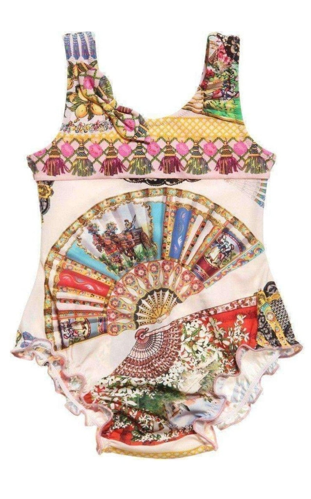 Dolce & Gabbana Fan Print One Piece Kids Swimsuit - Runway Catalog