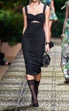 Dolce & Gabbana Ruched Stretch Silk Charmeuse Midi Dress - Runway Catalog