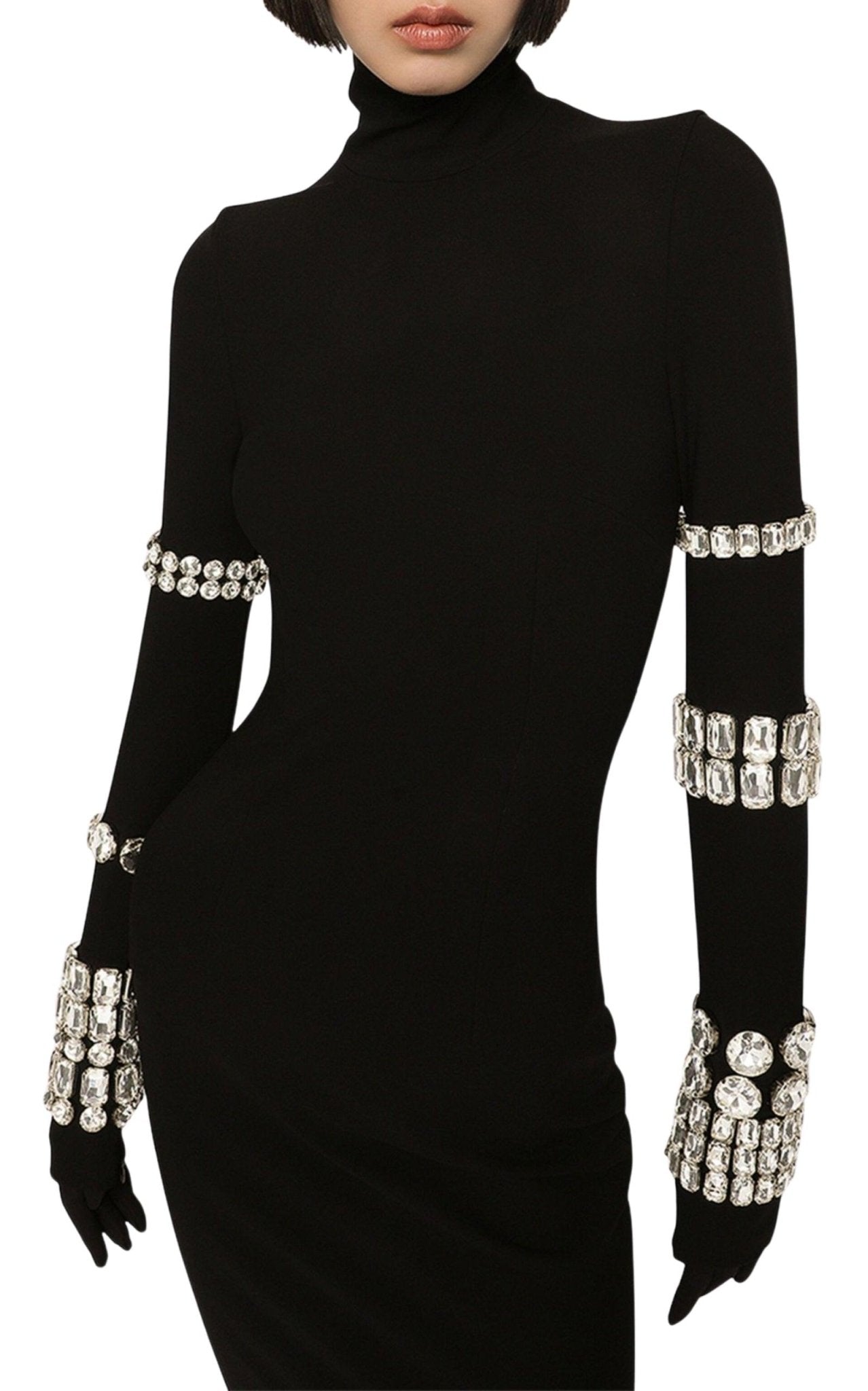 Dolce & Gabbana x Kim Kardashian Embellished Stretch - knit Midi Dress - Runway Catalog