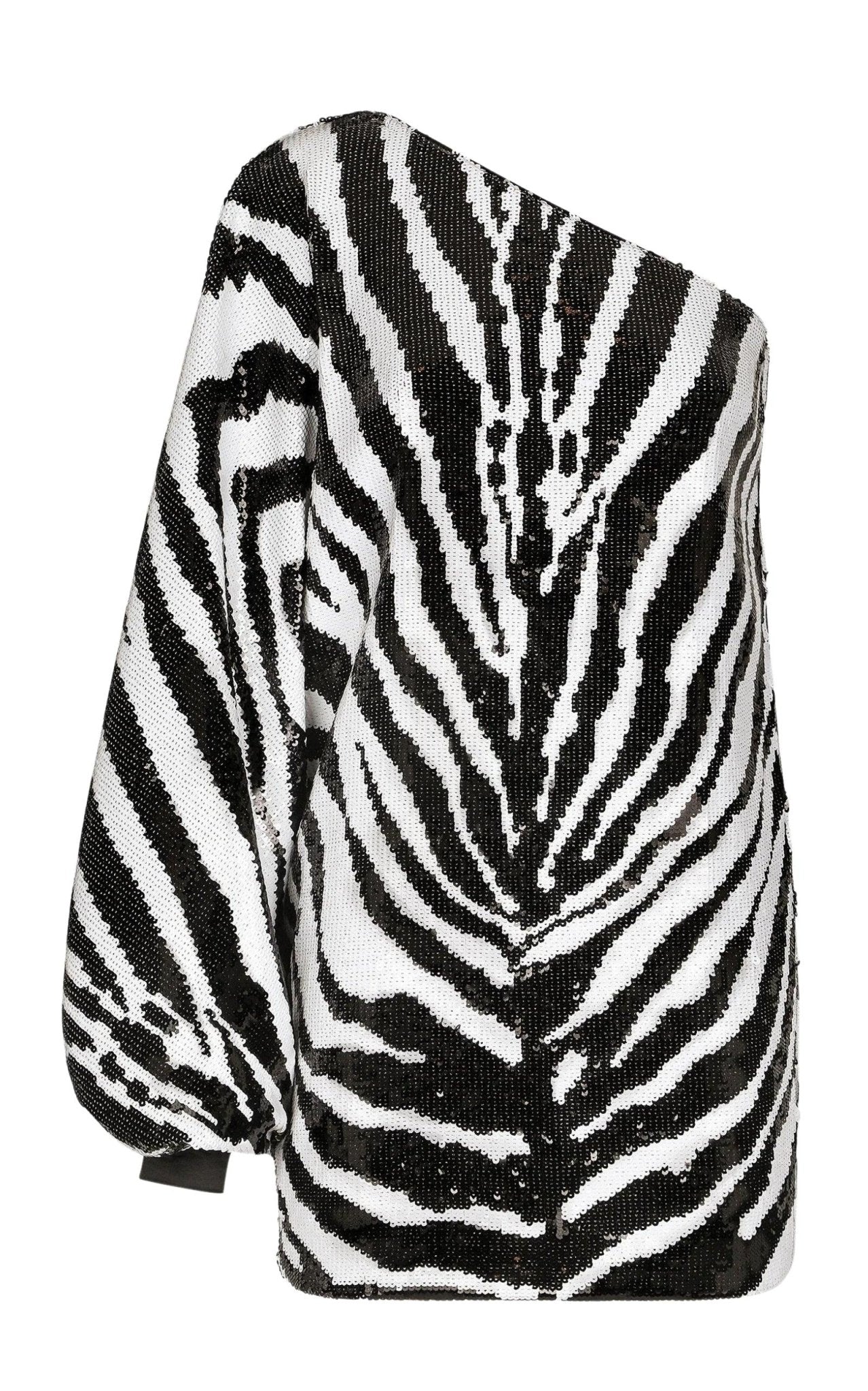 Dolce & Gabbana Zebra Print Sequined One - shoulder Dress - Runway Catalog