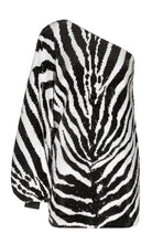 Dolce & Gabbana Zebra Print Sequined One - shoulder Dress - Runway Catalog