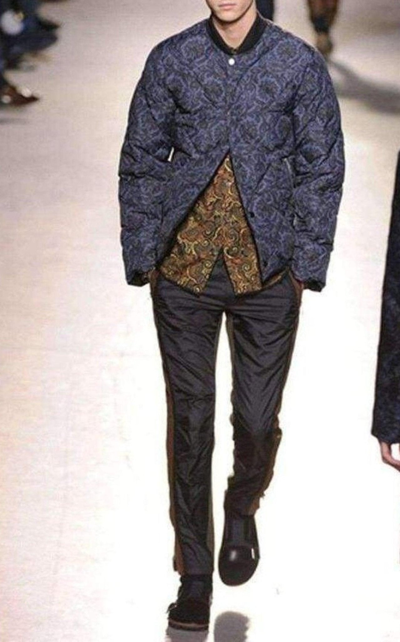 Dries Van Noten Blue Paisley Quilted Jacket - Runway Catalog